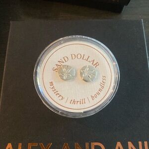 Alex and Ani Silver Sand Dollar Earring Studs in Sterling Silver